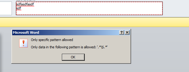 “Only specific pattern allowed.